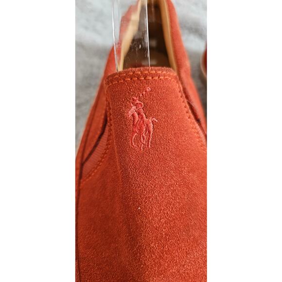 NEW Polo Ralph Lauren Elbert Leather Suede Slip On Shoes Men Sz 9.5D Dark Orange - Picture 2 of 8